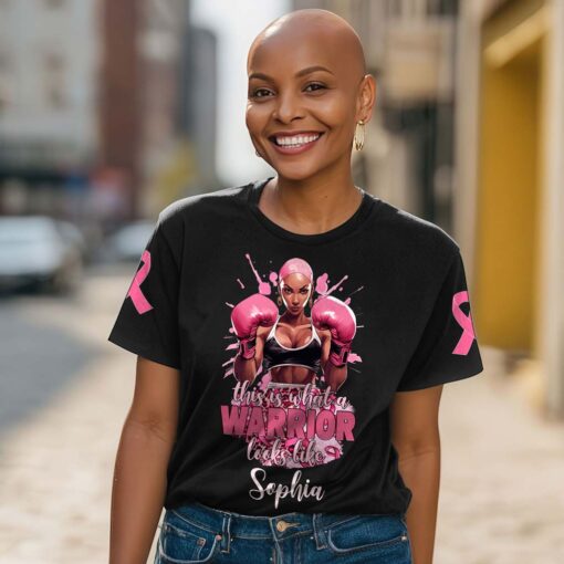 Custom Breast Cancer Shirt, This Is What A Warrior Looks Like Breast Cancer Awareness Shirt UKTD5210603 - Image 7