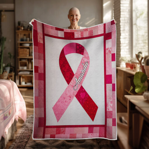 Personalized Breast Cancer Ribbon Quilt Blanket QFNT5200601 - Image 7