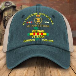 Personalized Vietnam Veteran Baseball Cap, 2D Denim Hat With Mesh QFTD5160602