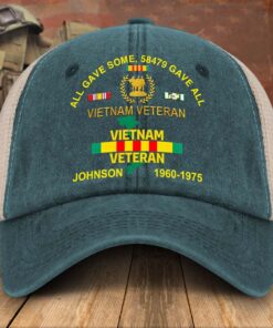 Personalized Vietnam Veteran Baseball Cap, 2D Denim Hat With Mesh QFTD5160602