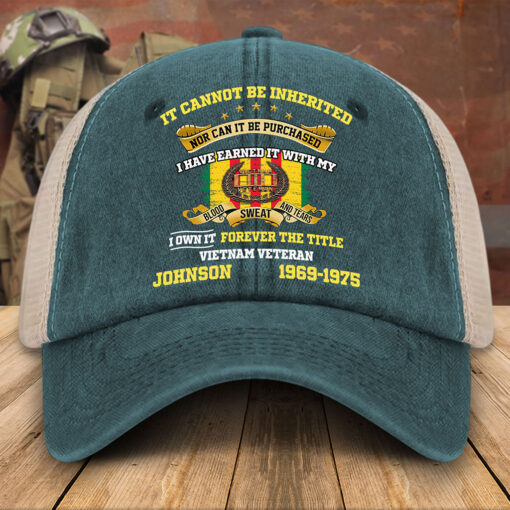 Personalized Vietnam Veteran Baseball Cap, 2D Denim Hat With Mesh QFTD5160603 - Image 3