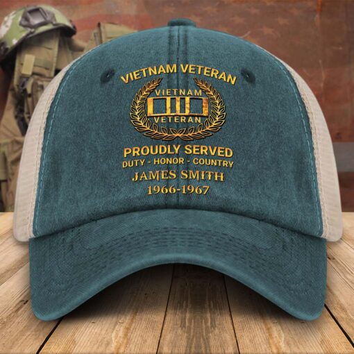 Personalized Vietnam Veteran Baseball Cap, 2D Denim Hat With Mesh QFTD5160604 - Image 4