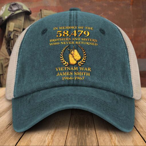 Personalized Vietnam Veteran Baseball Cap, 2D Denim Hat With Mesh QFTD5160605 - Image 2