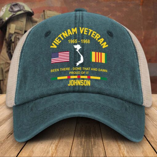 Personalized Vietnam Veteran Baseball Cap, 2D Denim Hat With Mesh QFTD5160601 - Image 3
