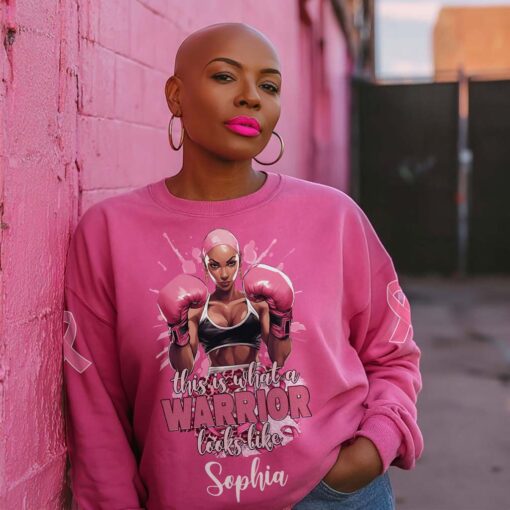 Custom Breast Cancer Shirt, This Is What A Warrior Looks Like Breast Cancer Awareness Shirt UKTD5210603 - Image 6