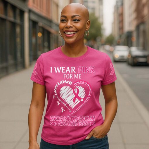 Custom Breast Cancer Shirt, I Wear Pink For Family Shirt, Breast Cancer Awareness Gift UKTD5210604 - Image 5
