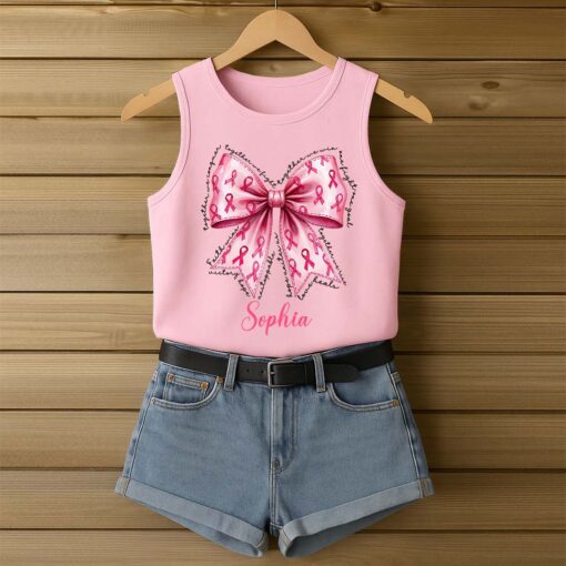 Personalized Name Breast Cancer Awareness 3D All-Over Printed Tank Top QFTD5180605 - Image 2