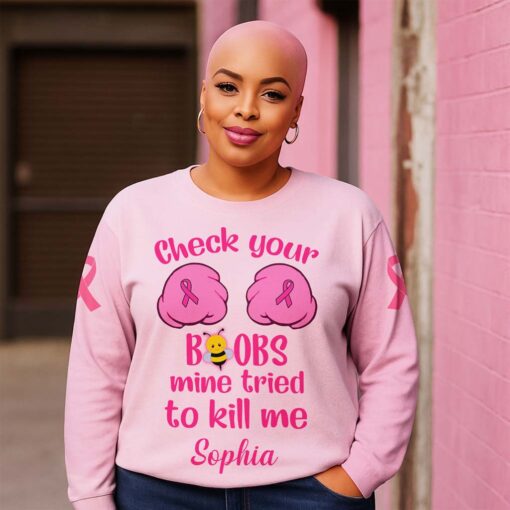 Custom Breast Cancer Shirt, Breast Cancer Awareness Gift UKTD5210605
