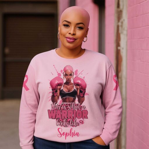 Custom Breast Cancer Shirt, This Is What A Warrior Looks Like Breast Cancer Awareness Shirt UKTD5210603 - Image 9