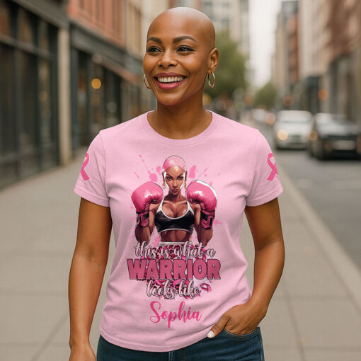 Custom Breast Cancer Shirt, This Is What A Warrior Looks Like Breast Cancer Awareness Shirt UKTD5210603 - Image 10