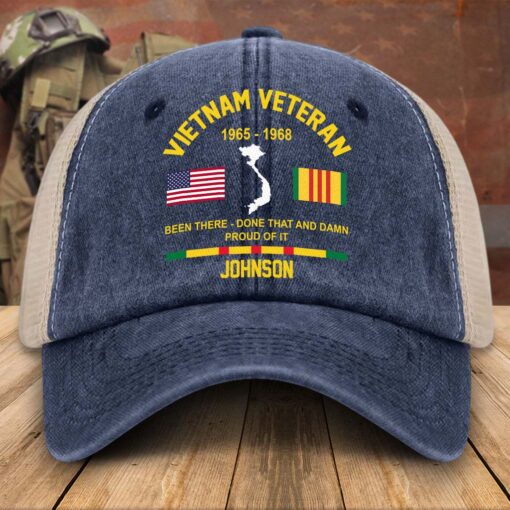 Personalized Vietnam Veteran Baseball Cap, 2D Denim Hat With Mesh QFTD5160601 - Image 4