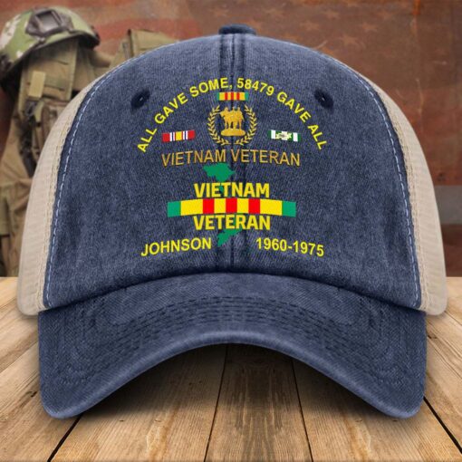 Personalized Vietnam Veteran Baseball Cap, 2D Denim Hat With Mesh QFTD5160602 - Image 6