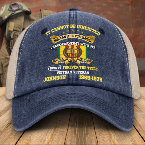 Personalized Vietnam Veteran Baseball Cap, 2D Denim Hat With Mesh QFTD5160603 - Image 2