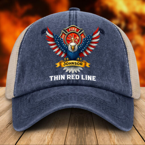 Personalized Retired Firefighter Demin Hat With Mesh QFTZ5130606 - Image 3