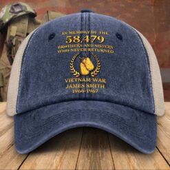 Personalized Vietnam Veteran Baseball Cap, 2D Denim Hat With Mesh QFTD5160605