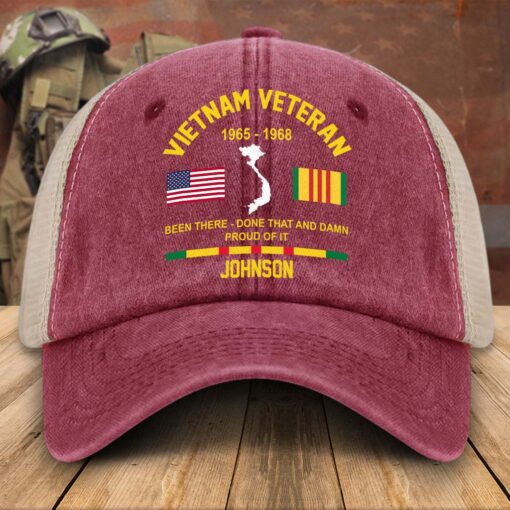 Personalized Vietnam Veteran Baseball Cap, 2D Denim Hat With Mesh QFTD5160601 - Image 2