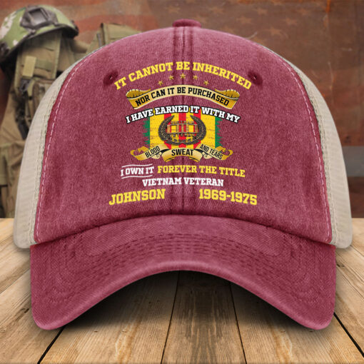Personalized Vietnam Veteran Baseball Cap, 2D Denim Hat With Mesh QFTD5160603