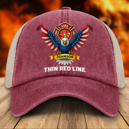 Personalized Retired Firefighter Demin Hat With Mesh QFTZ5130606 - Image 4