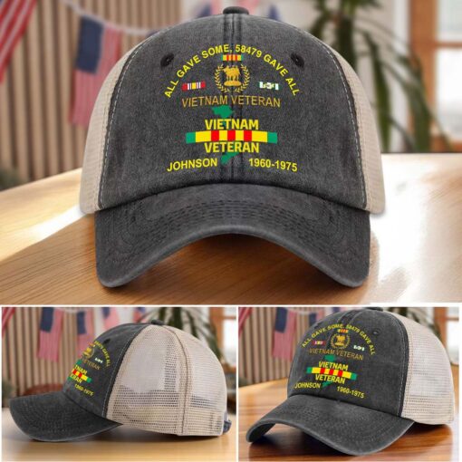 Personalized Vietnam Veteran Baseball Cap, 2D Denim Hat With Mesh QFTD5160602 - Image 5