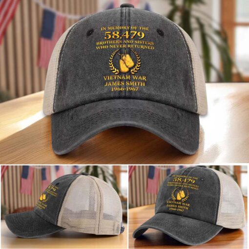Personalized Vietnam Veteran Baseball Cap, 2D Denim Hat With Mesh QFTD5160605 - Image 5