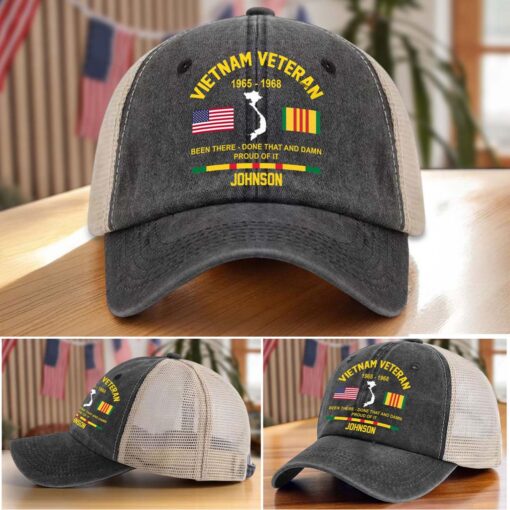 Personalized Vietnam Veteran Baseball Cap, 2D Denim Hat With Mesh QFTD5160601 - Image 6