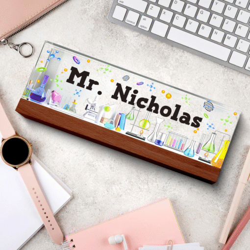 Science Lab Teacher Sign, Personalized Teacher Desk Name Plate, Teachers Desk MQND5060650 - Image 8
