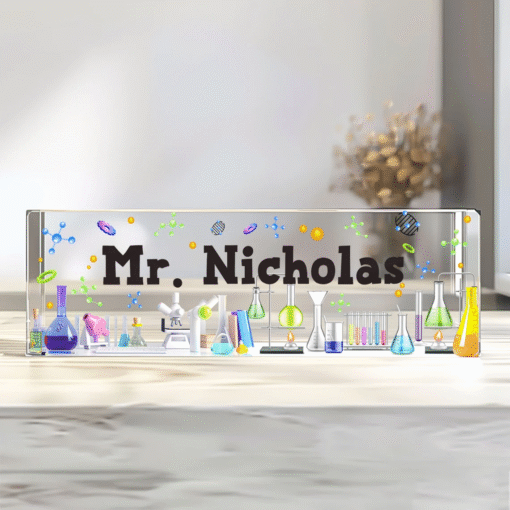 Science Lab Teacher Sign, Personalized Teacher Desk Name Plate, Teachers Desk MQND5060650 - Image 2