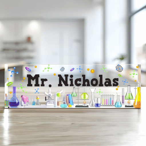 Science Lab Teacher Sign, Personalized Teacher Desk Name Plate, Teachers Desk MQND5060650 - Image 7