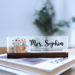 School Psychologist Desk Name Plate, School Psychologist Gifts, Teacher Name Sign MQND5060651