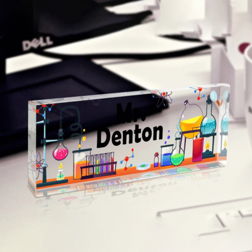 Science Lab Teacher Sign, Personalized Teacher Desk Name Plate, Teachers Desk MQND5060652 - Image 2