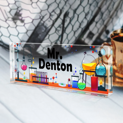 Science Lab Teacher Sign, Personalized Teacher Desk Name Plate, Teachers Desk MQND5060652 - Image 3