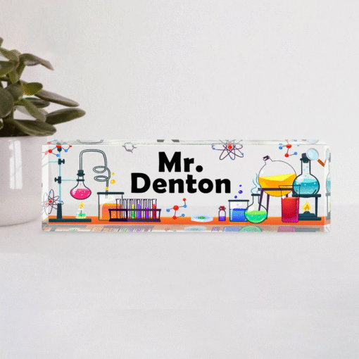 Science Lab Teacher Sign, Personalized Teacher Desk Name Plate, Teachers Desk MQND5060652