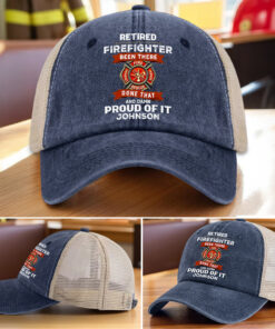 Personalized Retired Firefighter Demin Hat With Mesh QFTZ5130604