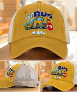 Personalized School Bus Driver Demin Hat With Mesh QFHM5180602