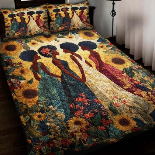 Black Woman Quilt Bedding Set With Pillow, African American Woman Melanin Gift UKHM5080702 - Image 2