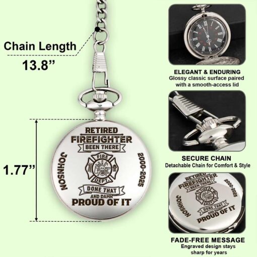 Personalized Retired Firefighter Vintage Pocket Watch UKTZ5110704 - Image 5