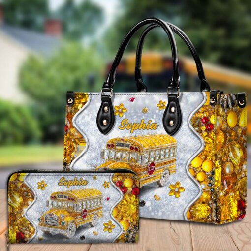 Personalized School Bus Driver Leather Handbag And Wallet QFTD5140702