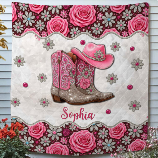 Personalized Cowgirl Boots Quilt Blanket UKHH5110702