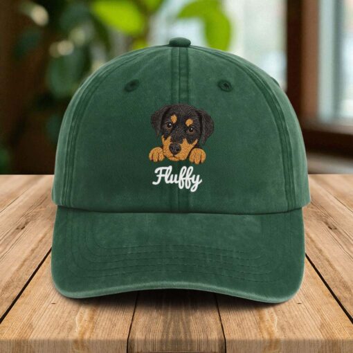 Personalized Pet Photo EMBROIDERED Hat, Custom Pet Cap Dog Hat, Baseball Cap For Dog Mom - Dog Dad QFTD5070701 - Image 2