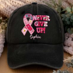 Personalized Distressed Washed Cotton Breast Cancer Printed Hat QFND5160701