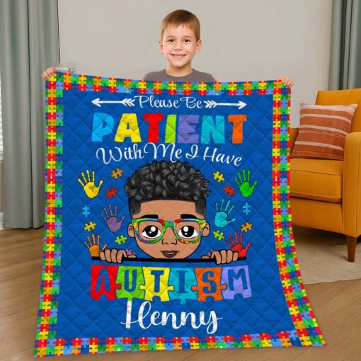 Custom Autism Awareness Quilt Blanket, Gift for Autistic Child – Gift For Autistic Son-Daughter Quilt Blanket UKHM5160702