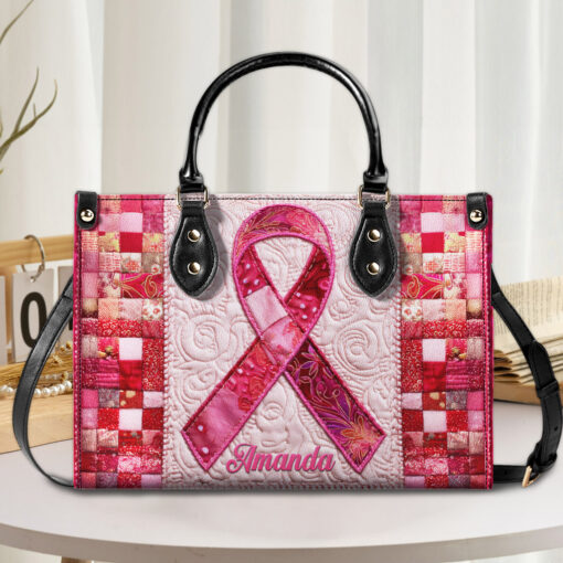 Personalized Breast Cancer Pu Leather Handbag QFNT5150701 - Image 2