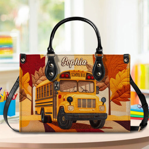Personalized School Bus Driver Leather Pu Handbag QFTO5160701 - Image 2