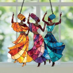 2D FLAT African Women Dancing Acrylic Window Hanging QFHA5140701