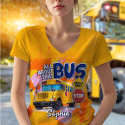 Personalized School Bus Driver V-neck T-shirt QFTO5180701