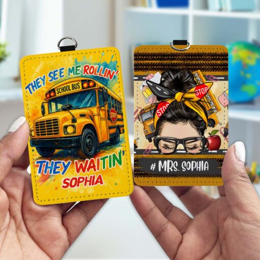 Personalized School bus driver ID card holder NPHM5190701 - Image 3