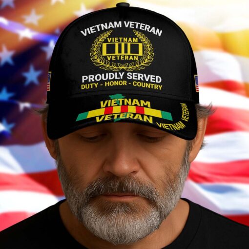 Vietnam Veteran Cap, Proudly Served, Duty - Honor - Country, Military Gifts Cap UKTD5250703 - Image 5