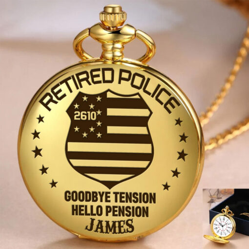 Personalized Retired Police Vintage Pocket Watch UKHH250705