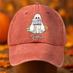 Personalized Ghost Reading Books Distressed Washed Cotton Printed Hat QFTD5020704