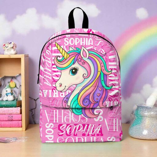 Personalized Name Letter Unicorn Backpack Set for Little Girls THND5070603-DX - Image 2